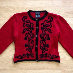 💥Vintage Charter Club Women's Wool Embroidered Sweater Cardigan 💥